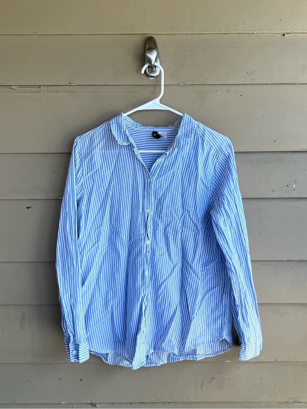 Divided Striped Collared Button Down Shirt Size 10 Preppy Lightweight